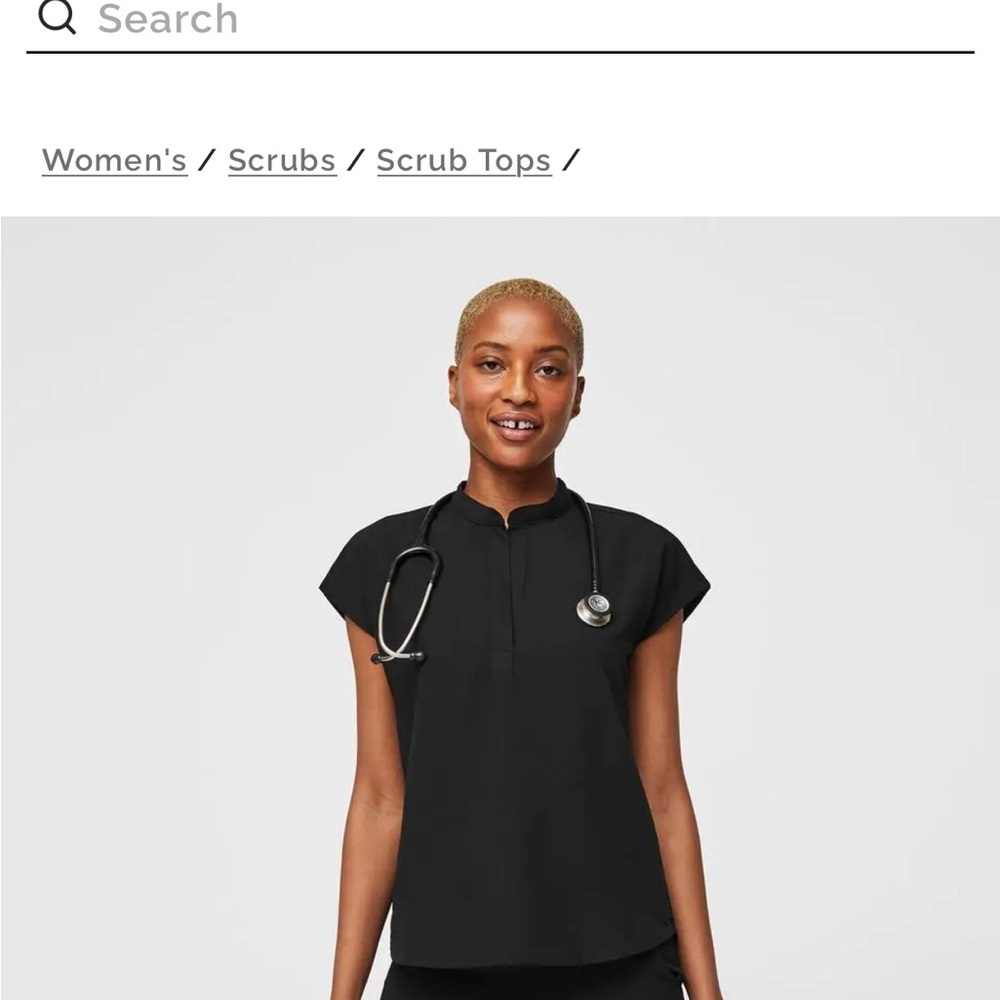 Figs Scrub Set- Black oversized top and matching Jogger Scrub Pants.